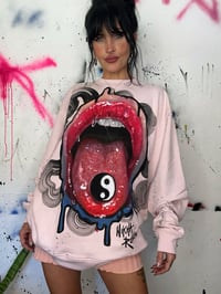 Image 3 of “YIN YANG” CUSTOM PAINTED SWEATSHIRT SIZE XL