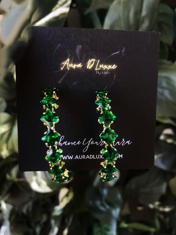 Image of Emerald Gold Hoops