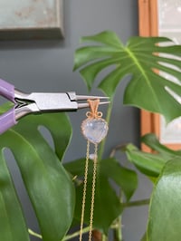 Image 2 of Gold Blue Kyanite in Quartz Heart Crystal Necklace