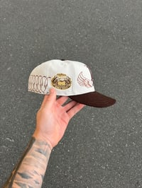 Image 5 of BURGUNDY BRIM  OFF WHITE TWO TONE LA DODGERS CUSTOM FITTED CAP
