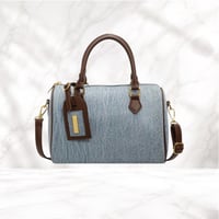 Image 1 of New Denim Speedy Bag Brown Straps