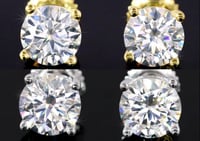 Image 2 of Moissanite Stud Earrings-GRA 925 Earrings (White Gold Plated & Yellow Gold Plated)