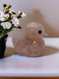 Image 4 of Set of 3 Natural Crystals in Resin OlllllO Ducks Ceramic Coated with Ducking Cards 'Love Ducks'