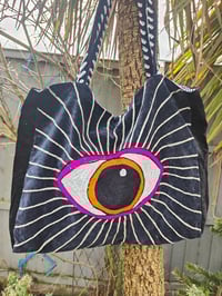 Image 1 of  Wanderlust - Velvet oversized tote bag BLACK