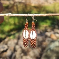 Image 2 of Micro Macrame Cowrie Shell 925 Stearling Silver hooks 