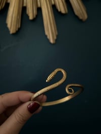 Image 1 of Magnifique bracelet en laiton massif en forme de serpent, 1930-40! Ajustable