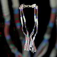 Image 1 of White/Black & Burgundy TzitTzits 
