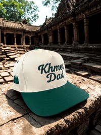 Image 2 of Khmer Dad 5 Panel Snapback Forest Green  / Cream