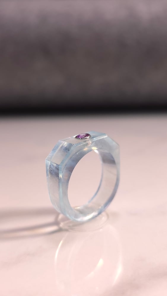 Image of Aquamarine signet with Sapphire 