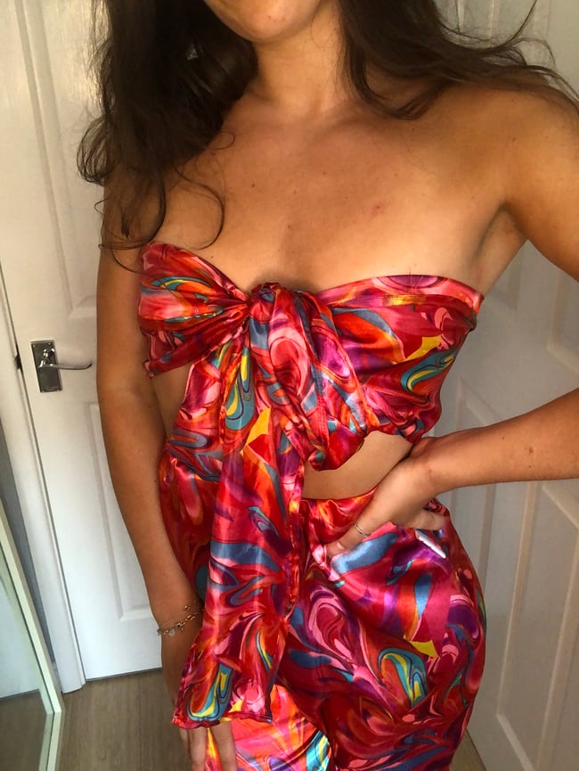 multiple colours* satin multi wrap top