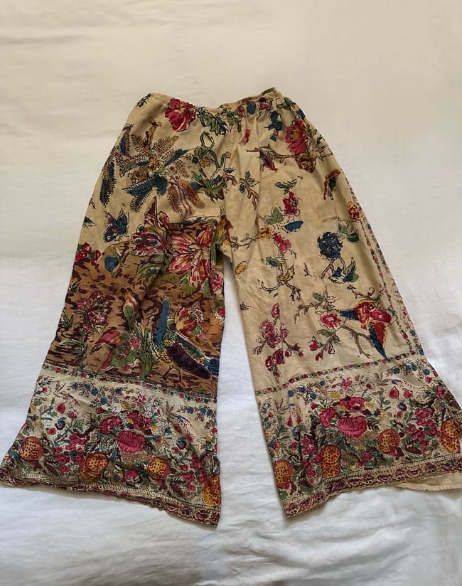 early 70s indian tapestry cotton gauze wrap around pants 