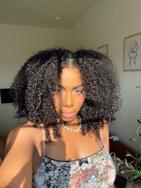Image 1 of 18 inch 8x5 AFRO JERRY CURLY LACE CLOSURE WIG with NEWBORN 4C EDGES