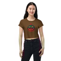 Image 5 of Crop Tee - Jack O Lantern Retro Orange Glow (Brown)