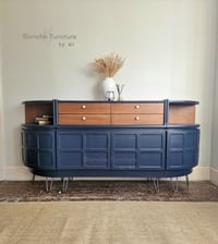 Image 1 of Curved sideboard in Midnight Blue and Walnut by Nathan
