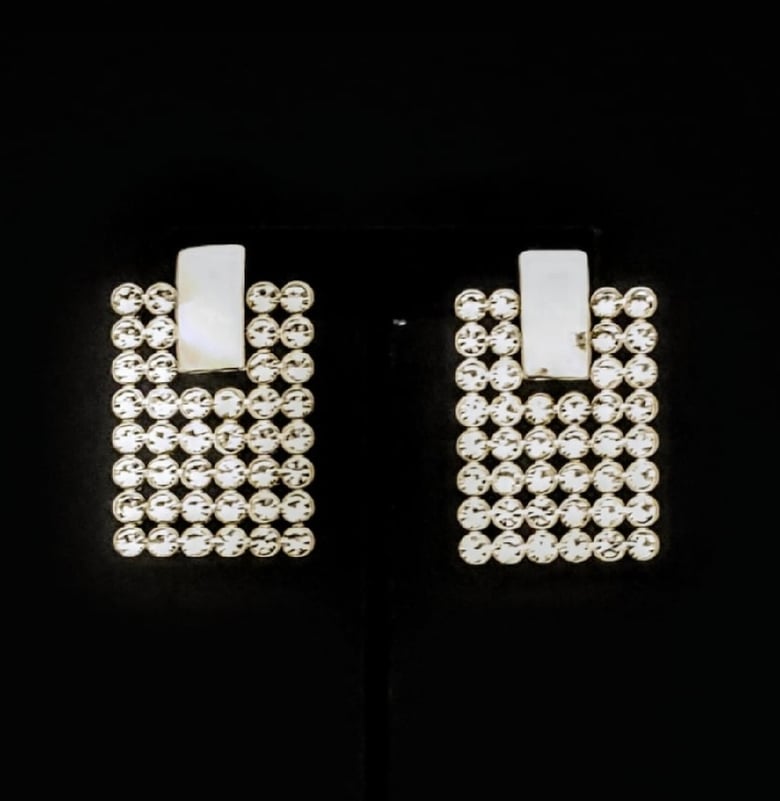 Image of Silver Rhinestone Pierced Earrings 