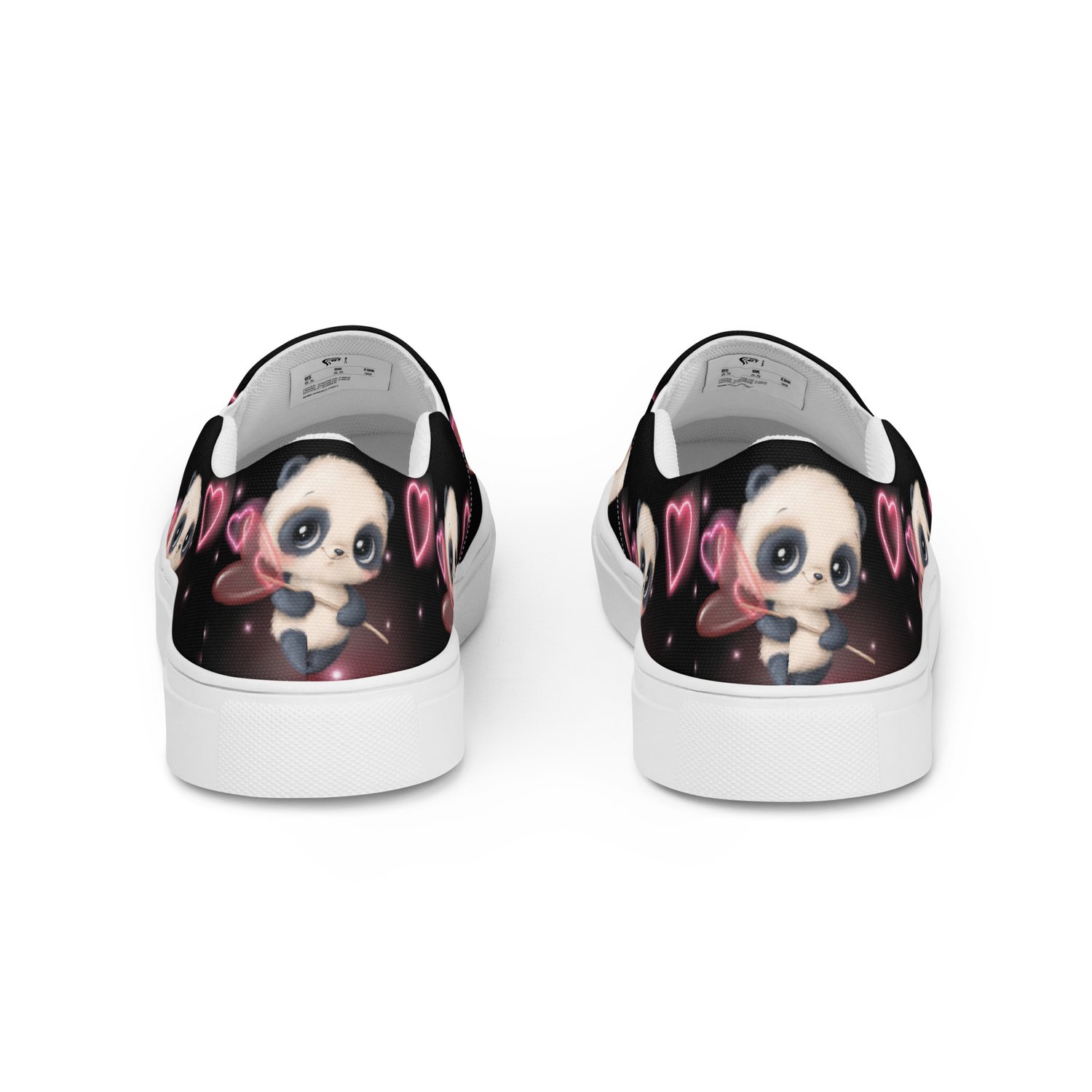Image of Women’s slip-on Valentines Day Panda canvas shoes