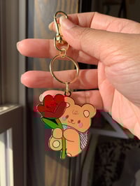 Image 1 of Keffiyeh Teddy Bear Enamel Keychain