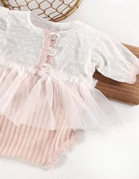 Image 2 of Newborn girls body-dress| Bessie | baby pink | white