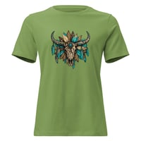 Image 6 of Women's Relaxed T-Shirt, Turquoise & Brown Skull Tee, Western