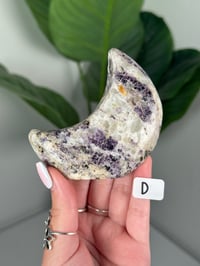 Image 4 of FLUORITE X CALCITE SELF STANDING MOONS