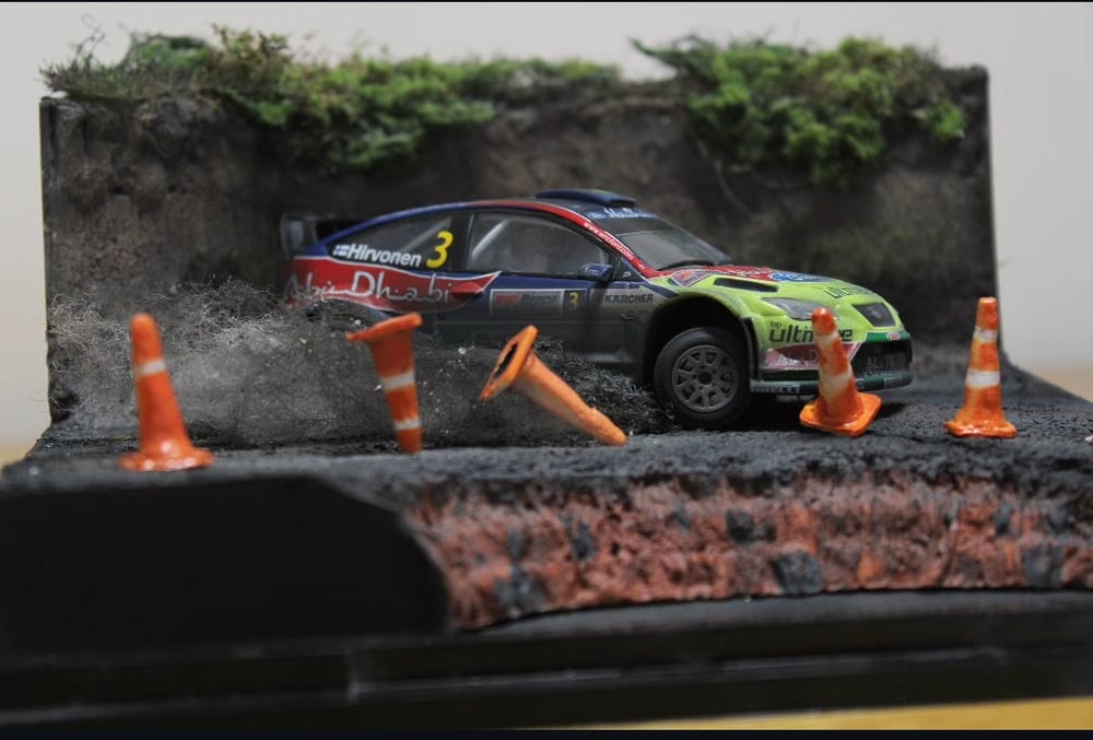 Image of Rally Diorama 1/43 scale Hirvonen New Zealand Ford Focus Art Piece WRC