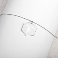Image 1 of FUNK Engraved Silver Hexagon Necklace