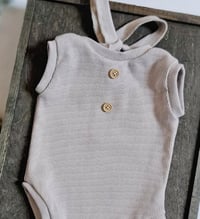 Image 2 of Newborn boy onesie for photoshoot | Robbie| neutral beige | sleeveless