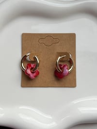 Image 1 of Cherry Red Huggies 18k Gold Plated