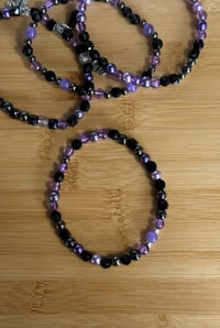 Image 7 of Midnight Amethyst Skull Tumbler Bracelet Stack