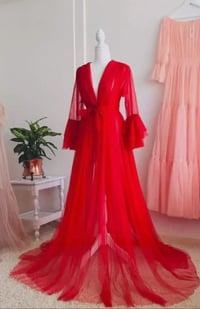 Image 1 of CoCo Red Tulle Maxi Gown-Robe