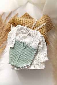 Image 3 of Newborn Bodysuit Photo Prop – Sienna (Sage & Off White)