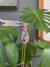 Image 2 of Gold Black Rutile Teardrop Crystal Necklace