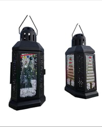 Image 3 of Large Fused Glass & Metal Lantern – 11" Tall x 5" Wide