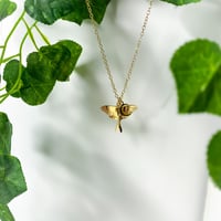 Image 1 of Luna Moth & Crescent Moon Necklace + Card