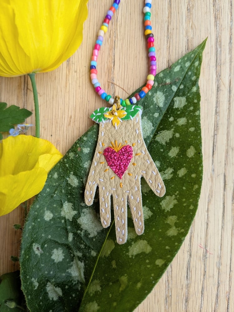 Image of Heart in Hand Necklace