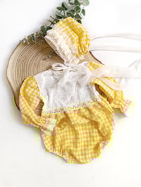 Image 2 of Sitter photoshoot set | Audrey | age 12 months | yellow plaid