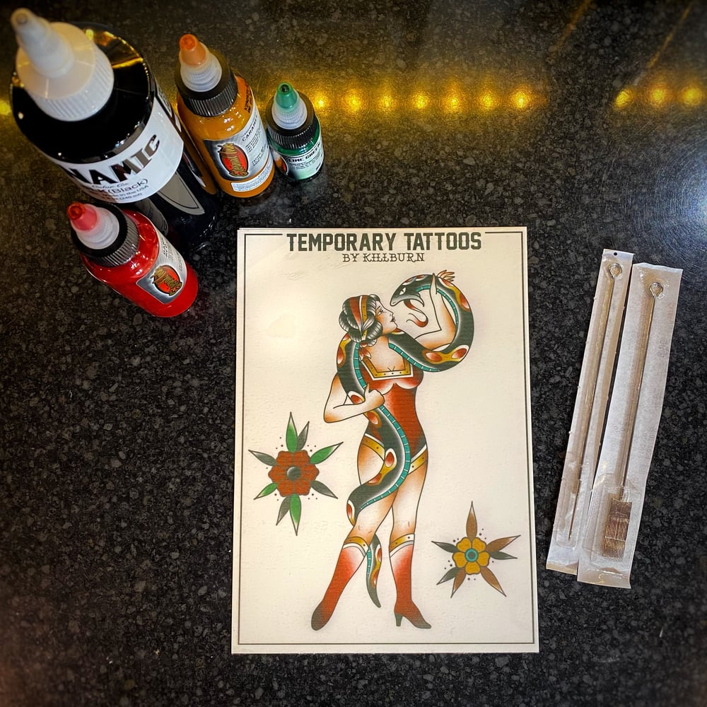 Image of SNAKE CHARMER (1) TEMPORARY TATTOO - LARGE