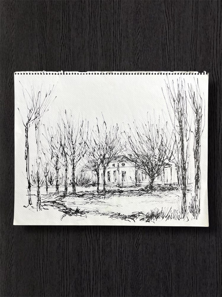 Image of VINTAGE DUTCH DRAWING: LANDSCAPE #11