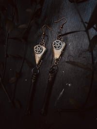 Image 6 of Labradorite and bone pentagram earrings 