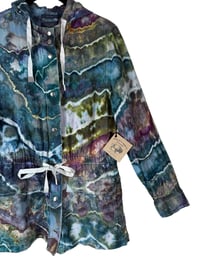 Image 8 of ♻️ UPCYCLED S 100% Linen Hooded Jacket in Deep Geode Ice Dye