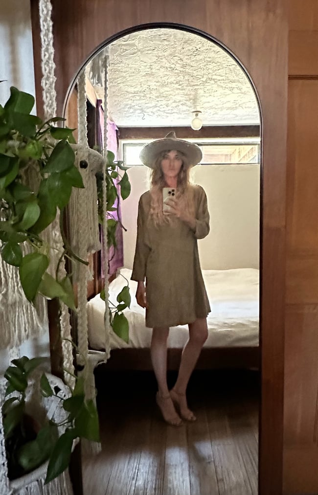 70s thin suede cowl neck dress