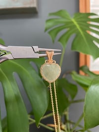 Image 1 of Gold  Peridot Heart Crystal  Necklace