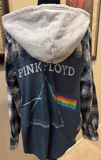 Vintage Blue/Gray/White Hoodie Flannel Shirt Pink Floyd