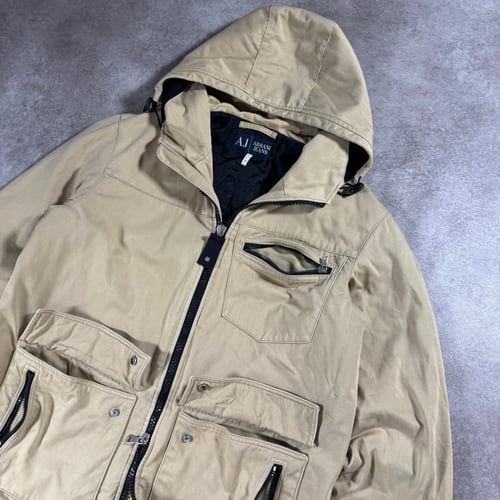 Image of Armani Jeans Multipocket Hooded Jacket, Size Large