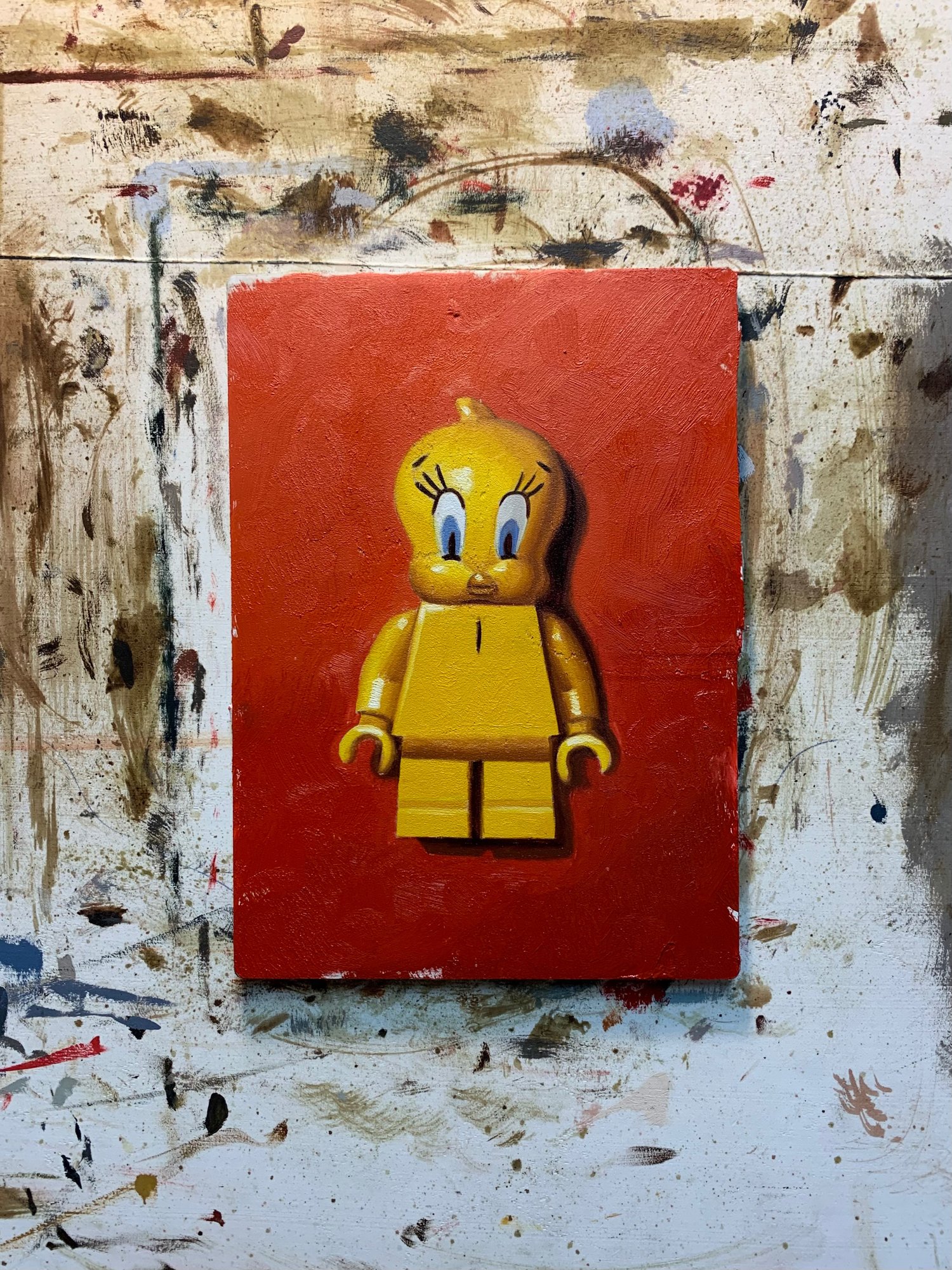 Image of Tweety Bird Lego - Original Oil Painting 