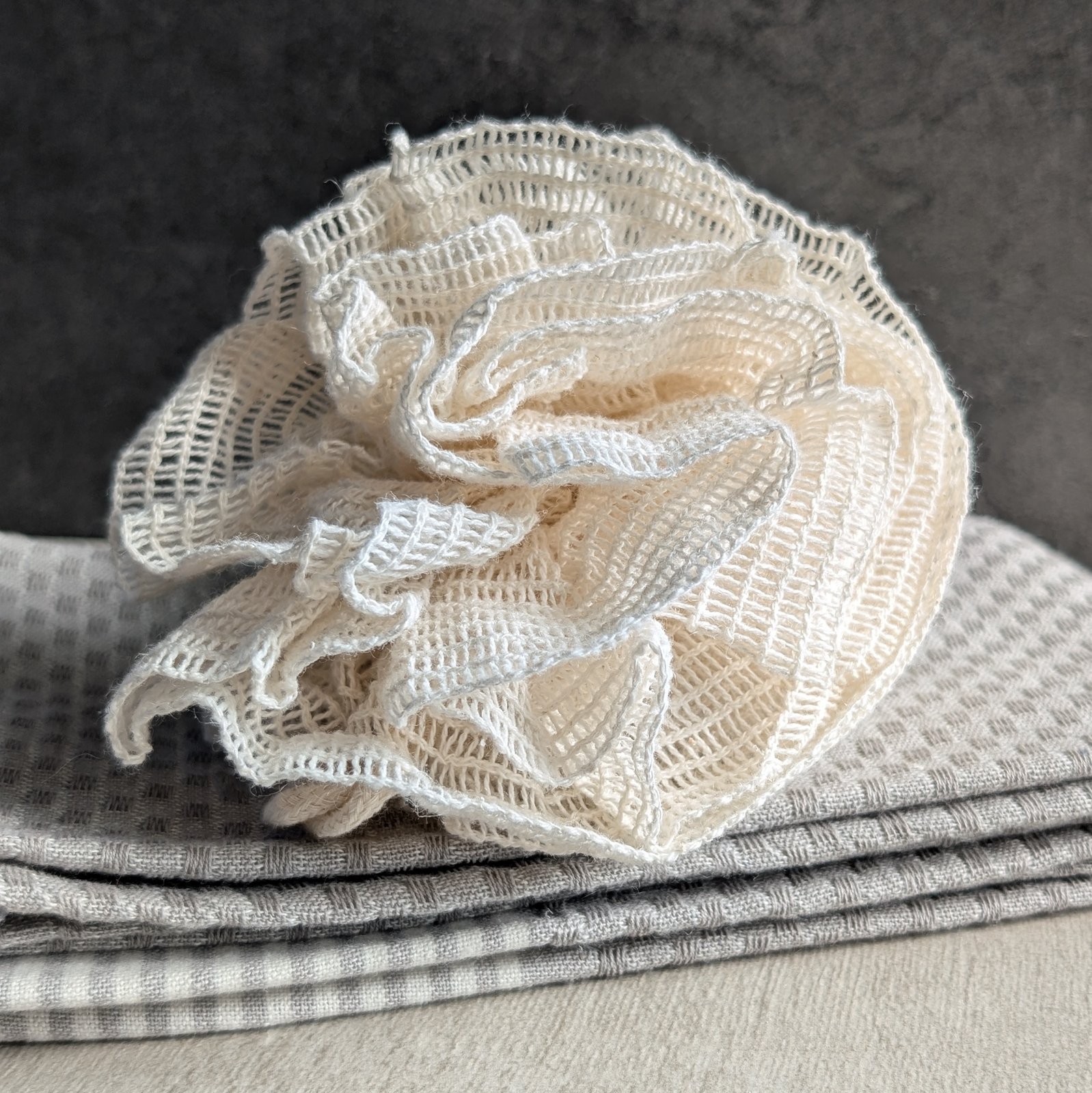 Ramie Mesh Shower Pouf | Coastside Home Goods