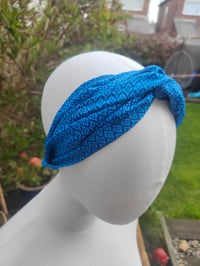 Image 1 of Boho turban Head Band- sari fabric turquoise