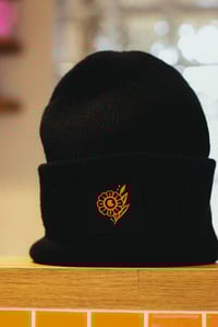 Image 2 of Flower Beanie Black