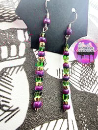 Image 2 of Dainty Mardi Gras Earrings 