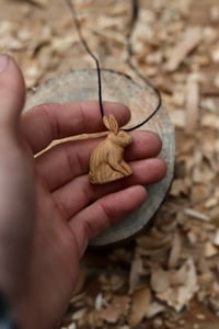 Image 3 of Cherry Wood Rabbit Pendant 